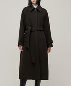 MUSINSA STANDARD WOMAN MUSINSA STANDARD WOMAN Coat Women's Cashmere Blend Balmacan Robe [Dark Brown]