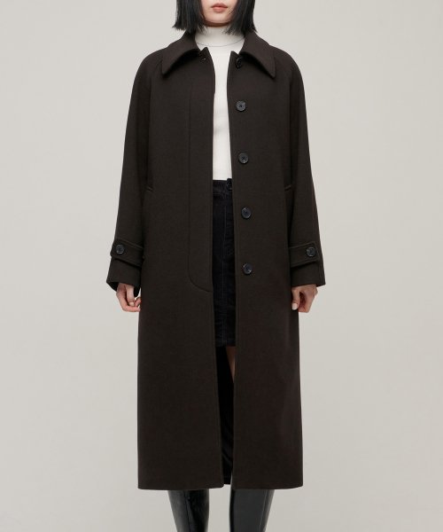 MUSINSA STANDARD WOMAN MUSINSA STANDARD WOMAN Coat Women's Cashmere Blend Balmacan Robe [Dark Brown]