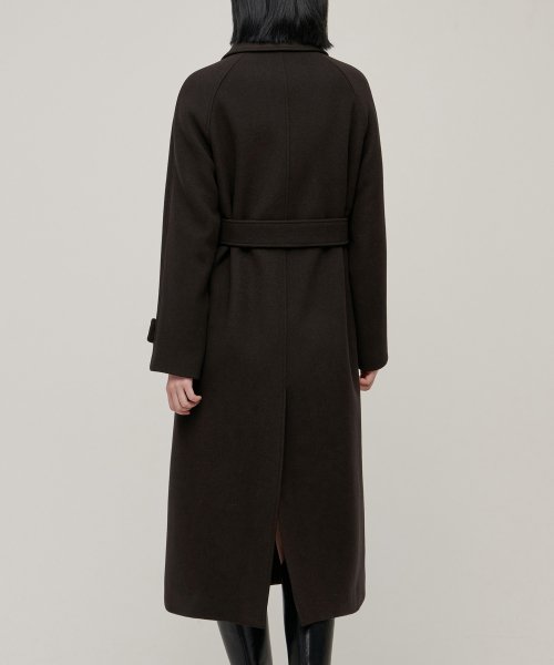 MUSINSA STANDARD WOMAN MUSINSA STANDARD WOMAN Coat Women's Cashmere Blend Balmacan Robe [Dark Brown]