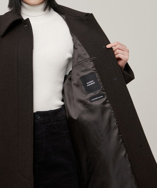 MUSINSA STANDARD WOMAN MUSINSA STANDARD WOMAN Coat Women's Cashmere Blend Balmacan Robe [Dark Brown]