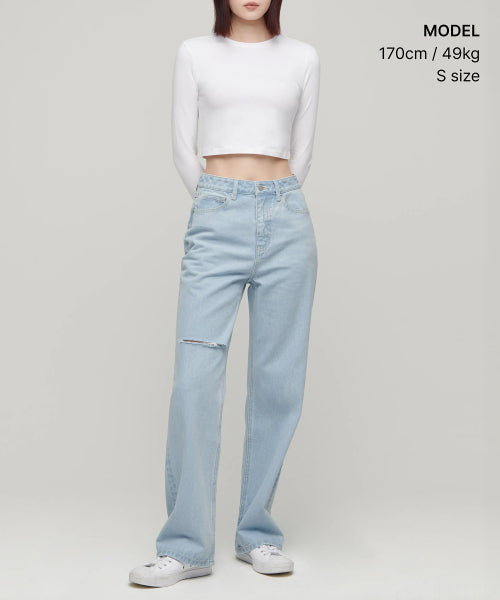 MUSINSA STANDARD WOMAN MUSINSA STANDARD WOMAN Denim Pants Loose Straight [Pale Blue]