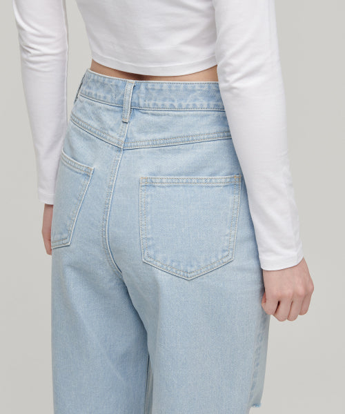 MUSINSA STANDARD WOMAN MUSINSA STANDARD WOMAN Denim Pants Loose Straight [Pale Blue]