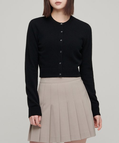 MUSINSA STANDARD WOMAN MUSINSA STANDARD WOMAN Cardigan Round Neck Crop (Black)