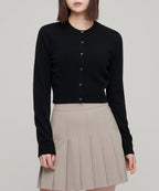 MUSINSA STANDARD WOMAN MUSINSA STANDARD WOMAN Cardigan Round Neck Crop (Black)