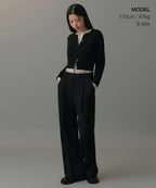 MUSINSA STANDARD WOMAN MUSINSA STANDARD WOMAN Cardigan Round Neck Crop (Black)