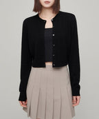 MUSINSA STANDARD WOMAN MUSINSA STANDARD WOMAN Cardigan Round Neck Crop (Black)
