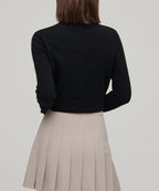 MUSINSA STANDARD WOMAN MUSINSA STANDARD WOMAN Cardigan Round Neck Crop (Black)