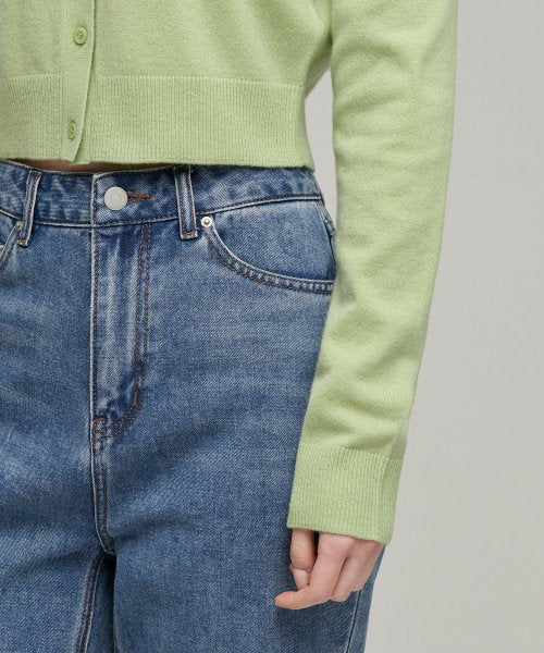 MUSINSA STANDARD WOMAN MUSINSA STANDARD WOMAN Cardigan Round Neck Crop (Pale Green)