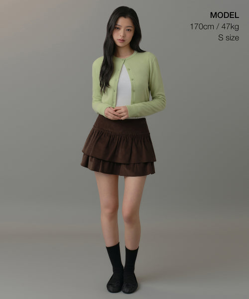 MUSINSA STANDARD WOMAN MUSINSA STANDARD WOMAN Cardigan Round Neck Crop (Pale Green)