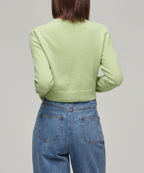 MUSINSA STANDARD WOMAN MUSINSA STANDARD WOMAN Cardigan Round Neck Crop (Pale Green)