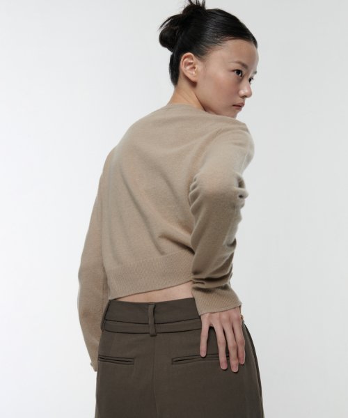 MUSINSA STANDARD WOMAN MUSINSA STANDARD WOMAN Cardigan Round Neck Crop Beige