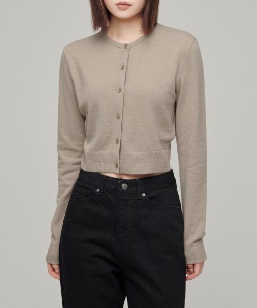 MUSINSA STANDARD WOMAN MUSINSA STANDARD WOMAN Cardigan Round Neck Crop Beige