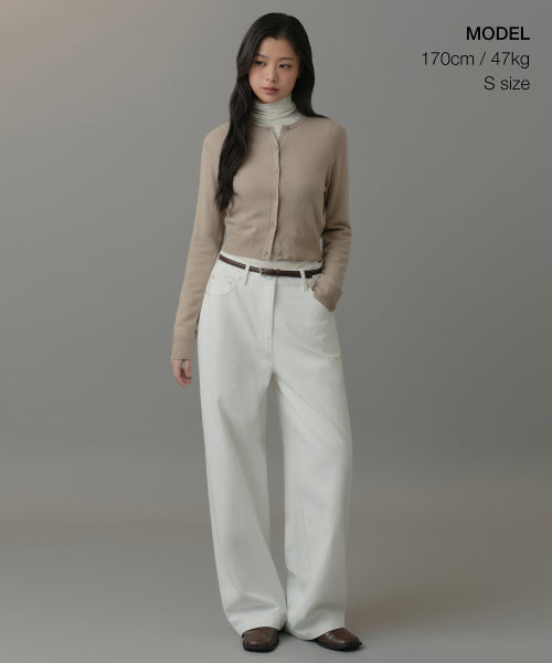 MUSINSA STANDARD WOMAN MUSINSA STANDARD WOMAN Cardigan Round Neck Crop Beige