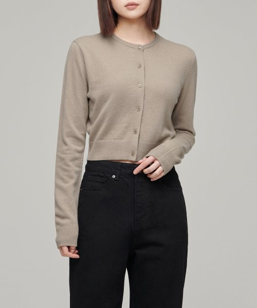 MUSINSA STANDARD WOMAN MUSINSA STANDARD WOMAN Cardigan Round Neck Crop Beige