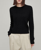 MUSINSA STANDARD WOMAN MUSINSA STANDARD WOMAN Women's Angora Blend Cable Crew Neck Knit [Black]