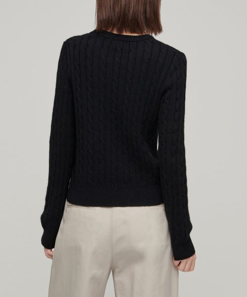 MUSINSA STANDARD WOMAN MUSINSA STANDARD WOMAN Women's Angora Blend Cable Crew Neck Knit [Black]