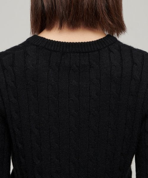 MUSINSA STANDARD WOMAN MUSINSA STANDARD WOMAN Women's Angora Blend Cable Crew Neck Knit [Black]