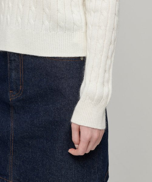 MUSINSA STANDARD WOMAN MUSINSA STANDARD WOMAN Women's Angora Blend Cable Crew Neck Knit [Ivory]
