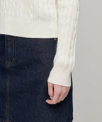 MUSINSA STANDARD WOMAN MUSINSA STANDARD WOMAN Women's Angora Blend Cable Crew Neck Knit [Ivory]