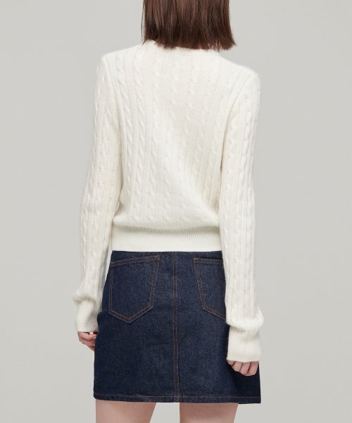 MUSINSA STANDARD WOMAN MUSINSA STANDARD WOMAN Women's Angora Blend Cable Crew Neck Knit [Ivory]