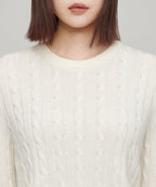 MUSINSA STANDARD WOMAN MUSINSA STANDARD WOMAN Women's Angora Blend Cable Crew Neck Knit [Ivory]