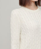 MUSINSA STANDARD WOMAN MUSINSA STANDARD WOMAN Women's Angora Blend Cable Crew Neck Knit [Ivory]