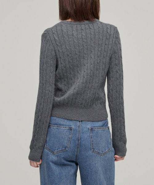 MUSINSA STANDARD WOMAN MUSINSA STANDARD WOMAN Women's Angora Blend Cable Crew Neck Knit [Medium Gray]