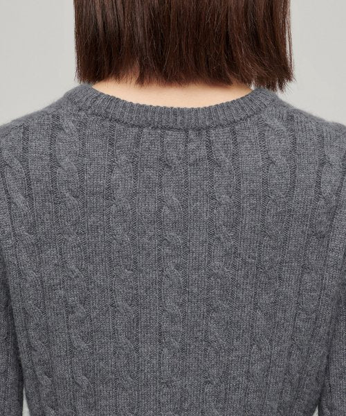 MUSINSA STANDARD WOMAN MUSINSA STANDARD WOMAN Women's Angora Blend Cable Crew Neck Knit [Medium Gray]