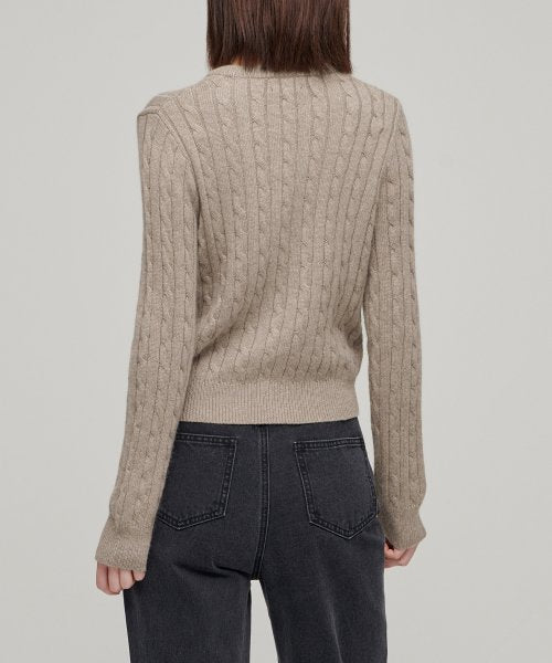 MUSINSA STANDARD WOMAN MUSINSA STANDARD WOMAN Women's Angora Blend Cable Crew Neck Knit Heather Beige