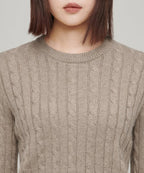 MUSINSA STANDARD WOMAN MUSINSA STANDARD WOMAN Women's Angora Blend Cable Crew Neck Knit Heather Beige
