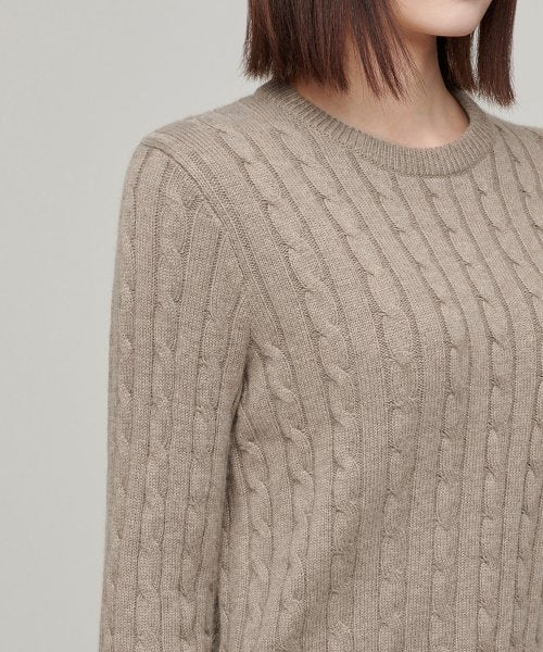 MUSINSA STANDARD WOMAN MUSINSA STANDARD WOMAN Women's Angora Blend Cable Crew Neck Knit Heather Beige