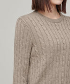 MUSINSA STANDARD WOMAN MUSINSA STANDARD WOMAN Women's Angora Blend Cable Crew Neck Knit Heather Beige