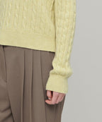 MUSINSA STANDARD WOMAN MUSINSA STANDARD WOMAN Women's Angora Blend Cable Crew Neck Knit [Lemonade]