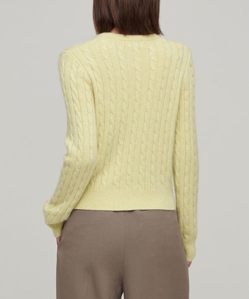 MUSINSA STANDARD WOMAN MUSINSA STANDARD WOMAN Women's Angora Blend Cable Crew Neck Knit [Lemonade]