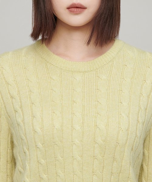 MUSINSA STANDARD WOMAN MUSINSA STANDARD WOMAN Women's Angora Blend Cable Crew Neck Knit [Lemonade]
