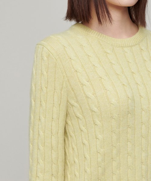 MUSINSA STANDARD WOMAN MUSINSA STANDARD WOMAN Women's Angora Blend Cable Crew Neck Knit [Lemonade]