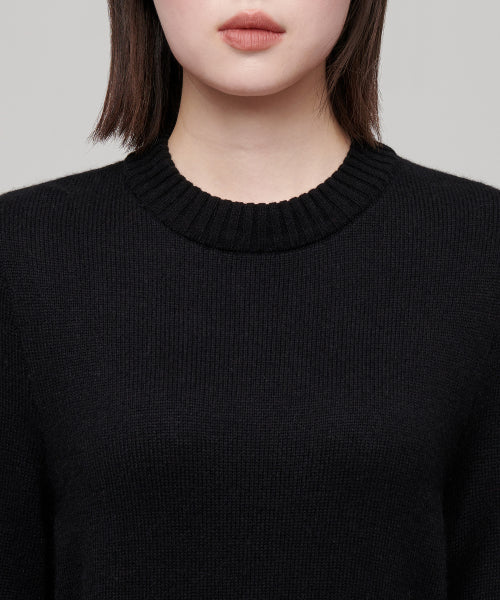 MUSINSA STANDARD WOMAN MUSINSA STANDARD WOMAN Women's Angora Blend Crew Neck Knit [Black]