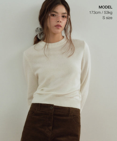 MUSINSA STANDARD WOMAN MUSINSA STANDARD WOMAN Women's Angora Blend Crew Neck Knit [Ivory]