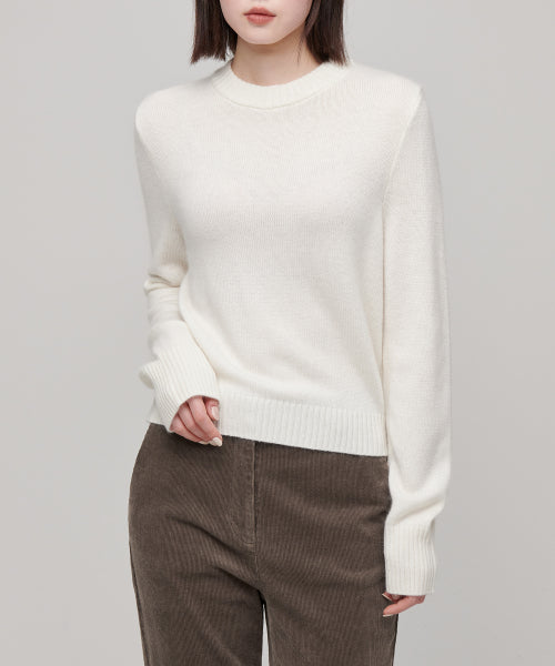 MUSINSA STANDARD WOMAN MUSINSA STANDARD WOMAN Women's Angora Blend Crew Neck Knit [Ivory]