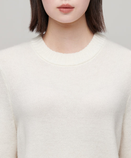 MUSINSA STANDARD WOMAN MUSINSA STANDARD WOMAN Women's Angora Blend Crew Neck Knit [Ivory]