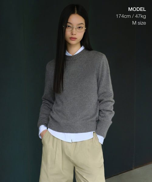 MUSINSA STANDARD WOMAN MUSINSA STANDARD WOMAN Angora Blend Crew Neck Knit Medium Gray