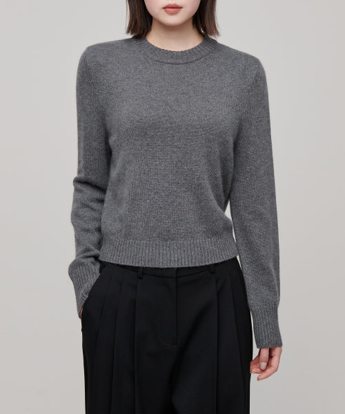 MUSINSA STANDARD WOMAN MUSINSA STANDARD WOMAN Angora Blend Crew Neck Knit Medium Gray