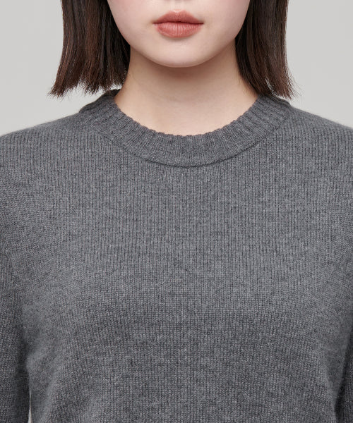 MUSINSA STANDARD WOMAN MUSINSA STANDARD WOMAN Angora Blend Crew Neck Knit Medium Gray