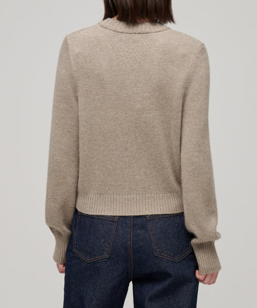 MUSINSA STANDARD WOMAN MUSINSA STANDARD WOMAN Angora Blend Crew Neck Knit Heather Beige