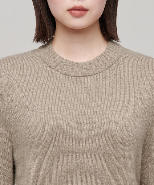 MUSINSA STANDARD WOMAN MUSINSA STANDARD WOMAN Angora Blend Crew Neck Knit Heather Beige
