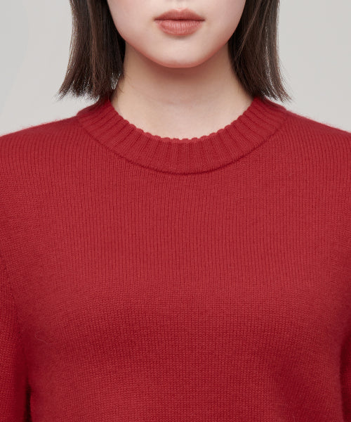 MUSINSA STANDARD WOMAN MUSINSA STANDARD WOMAN Angora Blend Crew Neck Knit Red