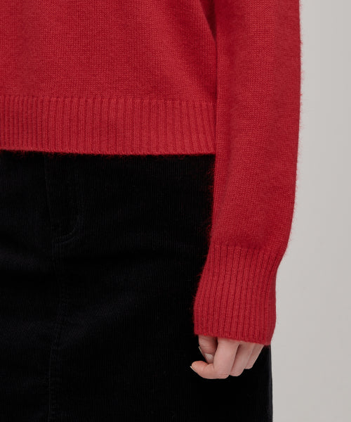 MUSINSA STANDARD WOMAN MUSINSA STANDARD WOMAN Angora Blend Crew Neck Knit Red