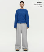 MUSINSA STANDARD WOMAN MUSINSA STANDARD WOMAN Women's Bookle Relaxed Crew Neck Knit [Blue]