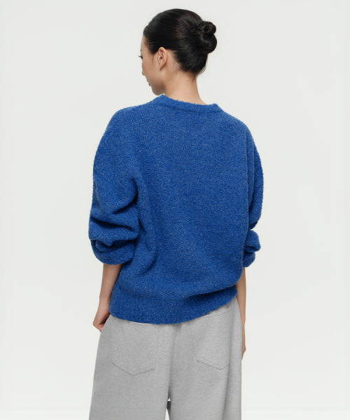 MUSINSA STANDARD WOMAN MUSINSA STANDARD WOMAN Women's Bookle Relaxed Crew Neck Knit [Blue]