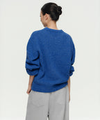 MUSINSA STANDARD WOMAN MUSINSA STANDARD WOMAN Women's Bookle Relaxed Crew Neck Knit [Blue]